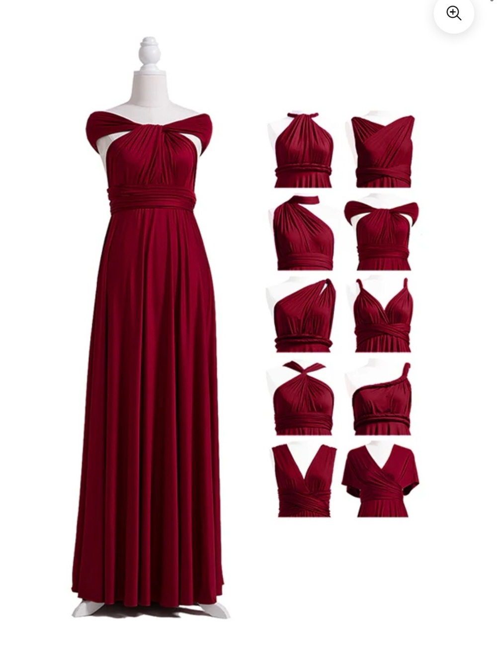 Dessy Collection Burgundy Convertible Maxi Dress